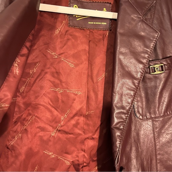 Women’s Etienne Aigner Vintage 70s Oxblood Leather Jacket Size 8 Lined - Picture 5 of 8